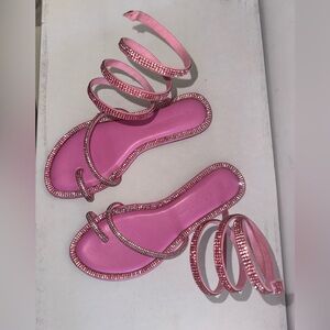 Sparkly pink sandals (WORN ONCE)